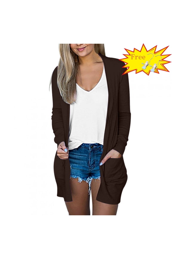 Women's Lightweight Cardigan Sweaters Summer Fall Oversized Long Sleeve Open Front Cardigans Coat with Pockets
