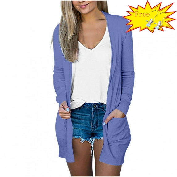 FAFWYP Women's Lightweight Cardigan Sweaters Summer Fall Oversized Long Sleeve Open Front Cardigans Coat with Pockets