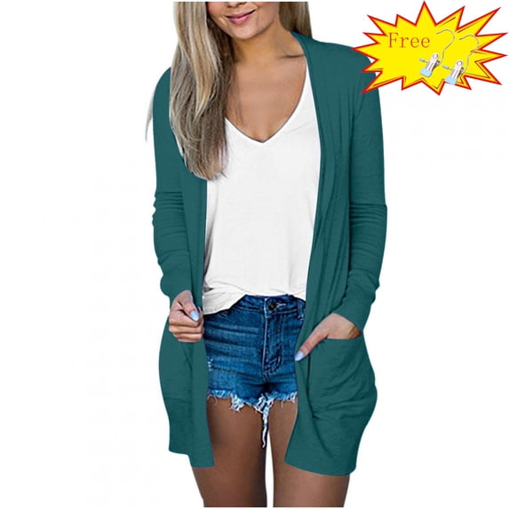 FAFWYP Women's Lightweight Cardigan Sweaters Summer Fall Oversized Long Sleeve Open Front Cardigans Coat with Pockets