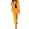 thumbnail image 1 of FAFWYP Women's Long Sleeve Solid Button Open Front Lapel Collar Work Office Jacket With Pocket Suit Pants Casual Elegant Business Suit Sets Blazers, 1 of 5