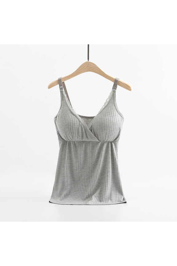 Women's Maternity Ribbed Shirts Adjustable Spaghetti Straps Sleeveless V Neck Nursing Camisole Tops Breastfeeding Blouses Pregnancy Postpartum Clothes M-3XL