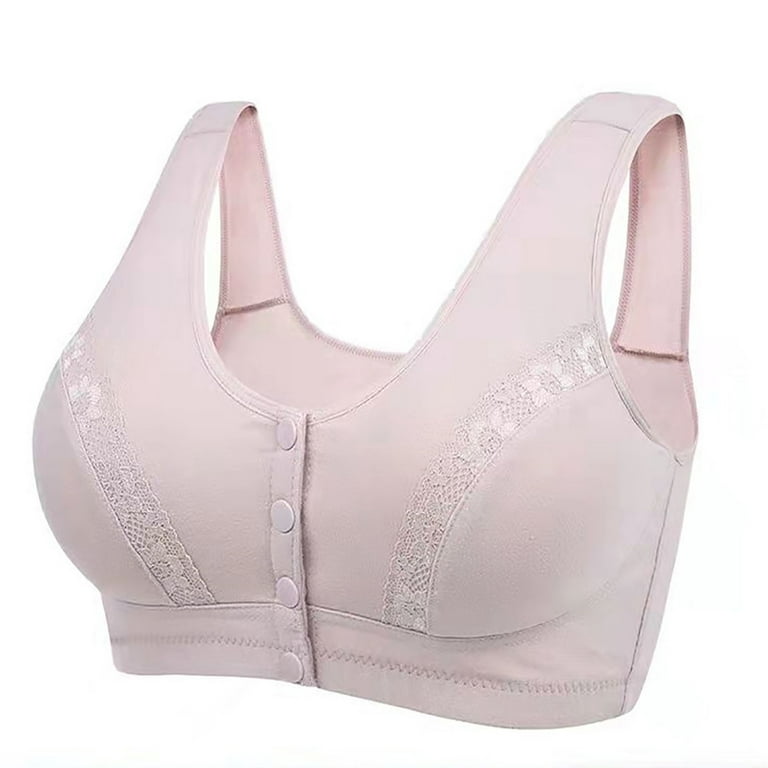 Women Plus Size Bra Button Front Wireless Push Up Full Cup