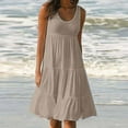 thumbnail image 1 of FAFWYP Women's Summer Casual Plus Size Tank Dress Sleeveless Round Neck Mini Sundress Solid Color Loose Fit Short Swing Dress Beach Flowy Boho Dress, 1 of 5