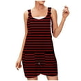 thumbnail image 1 of FAFWYP Women's Summer Sleeveless Adjustable Straps Jumpsuits Stripe Print Casual Loose Stretchy Shorts Rompers Overalls with Pockets, 1 of 5