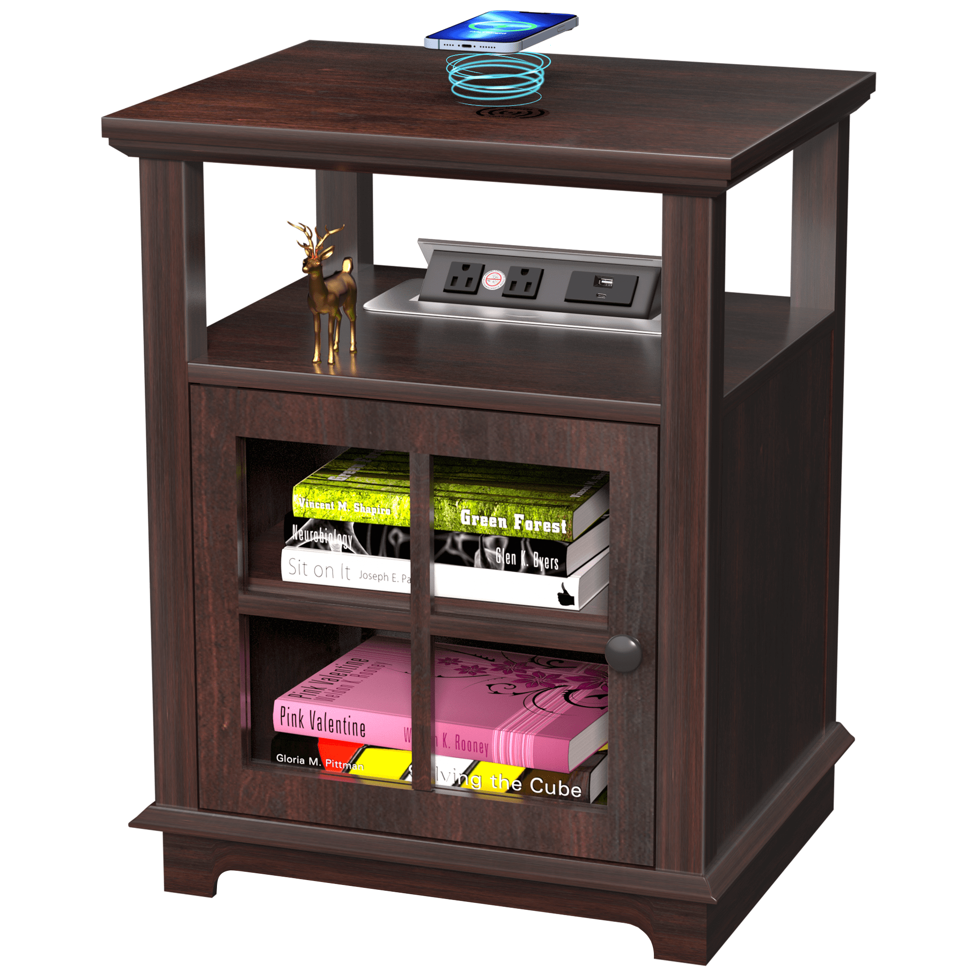 FAGAGA 22.4" Tall Nightstands with Fast Charging Station, Rectangle End