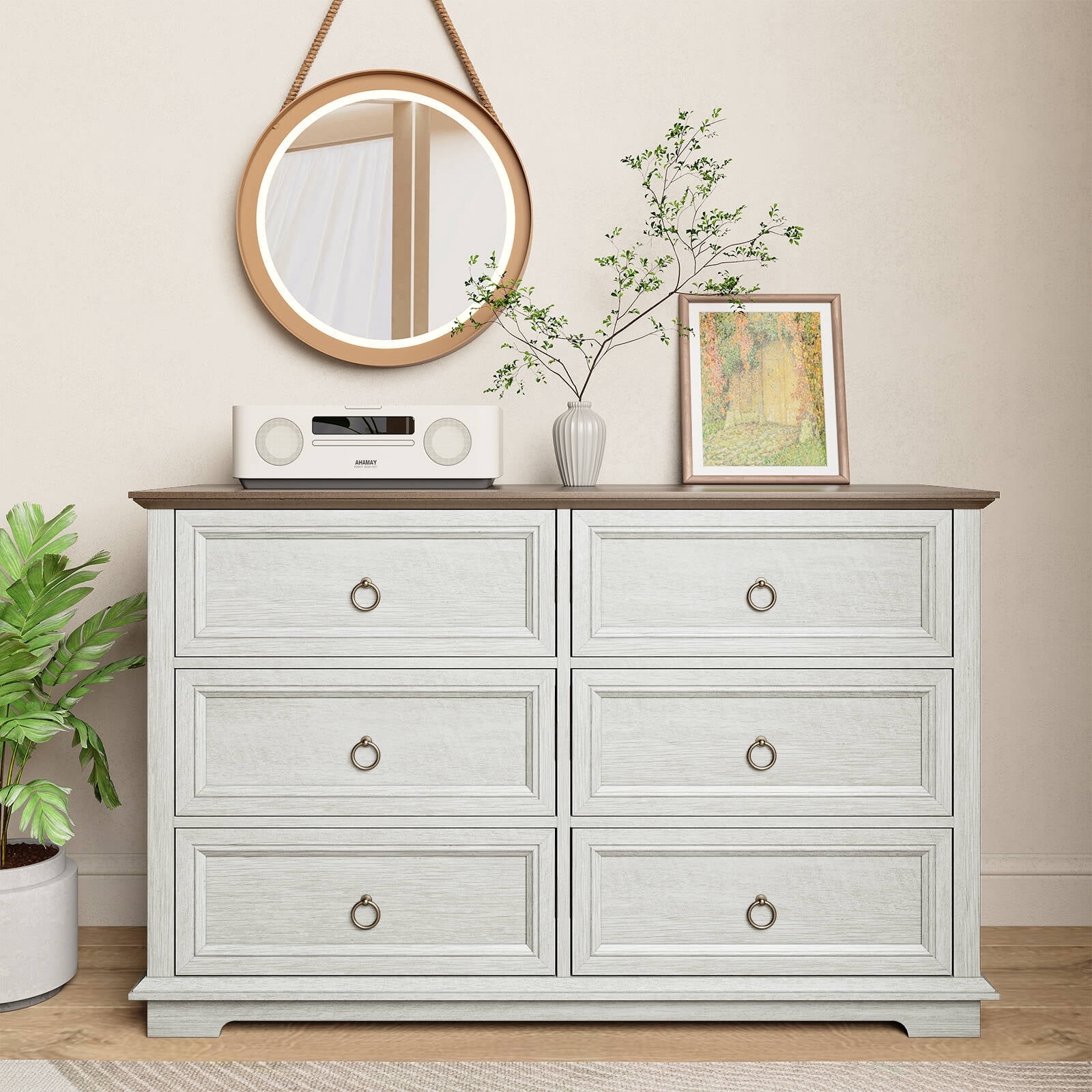 FAGAGA 6 Drawes Wood Dresser, Modern Storage Cabinet for Kids Room ...