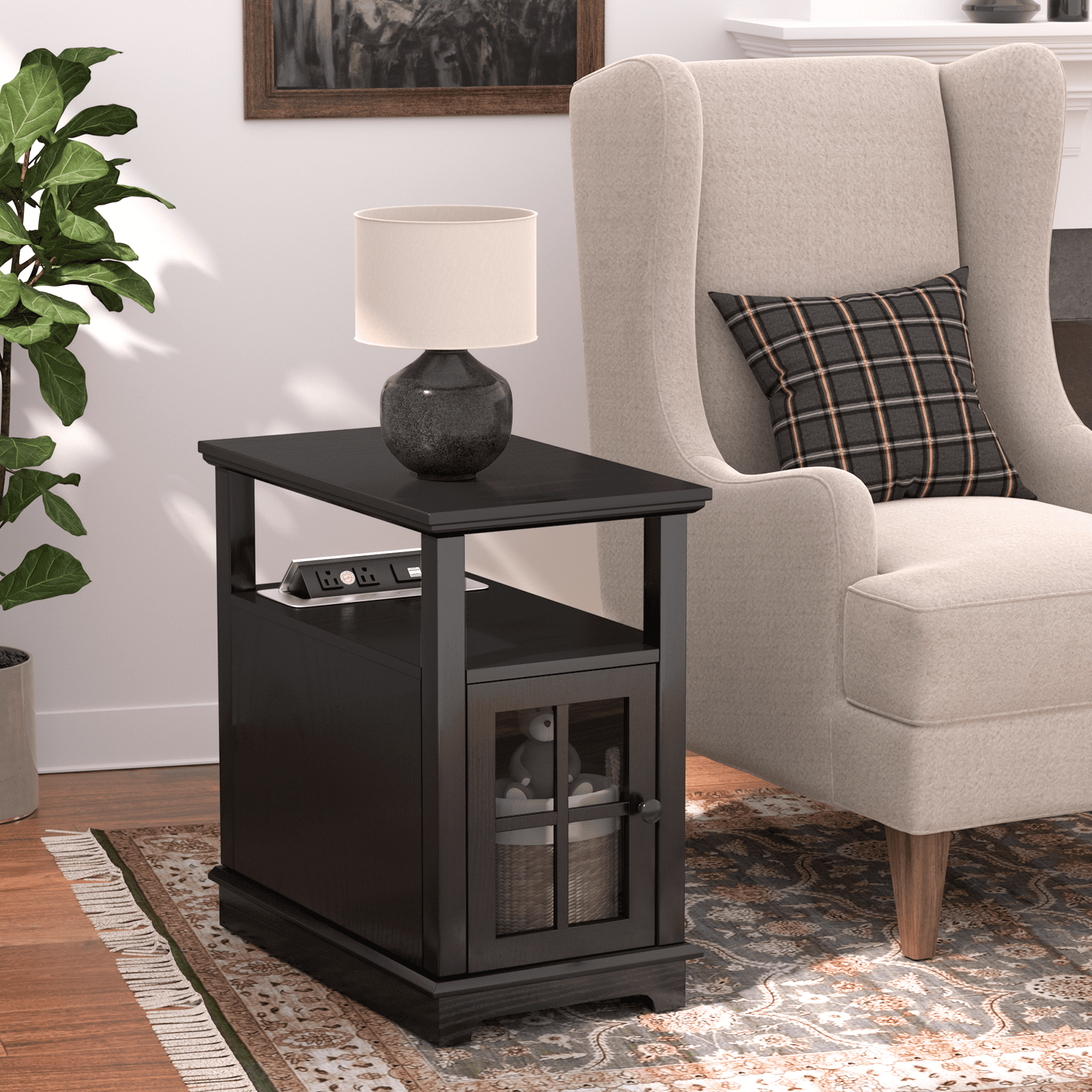 FAGAGA Set Of 2 Accent Chairs With Small Table – Soft Seat Armchairs For Living Room, Bedroom, Grey