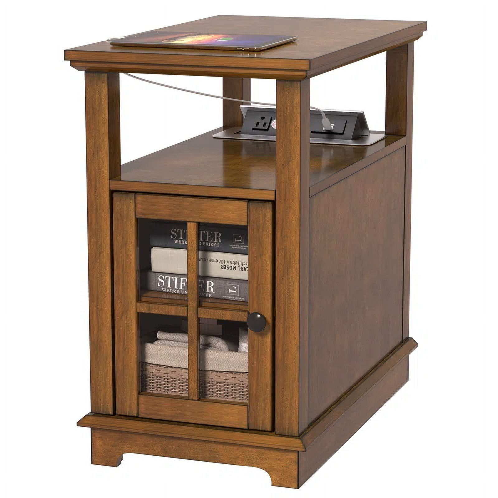 FAGAGA Accent End Table with Power Outlets and USB Ports Charging