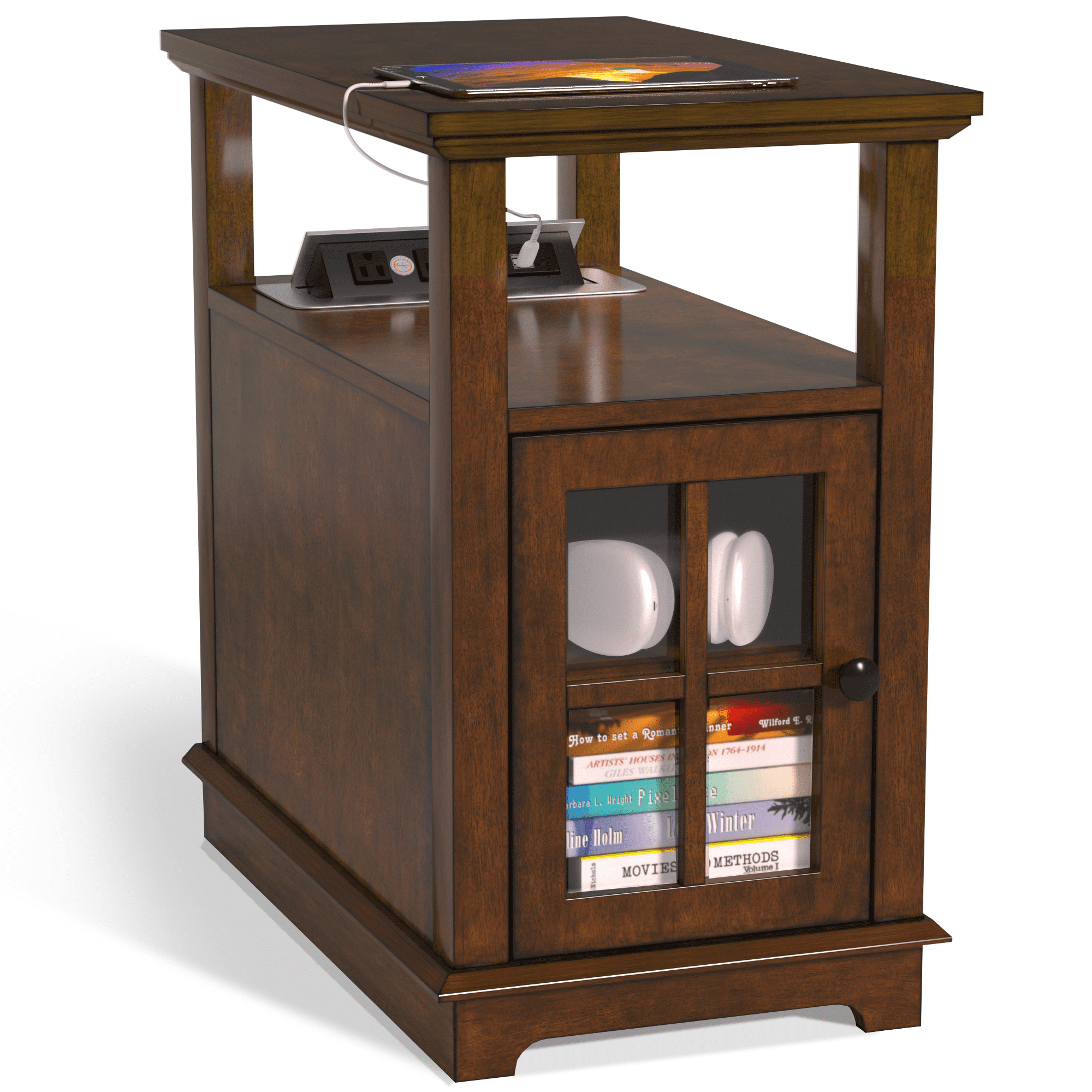 FAGAGA Accent End Table with Power Outlets and USB Ports Charging