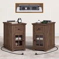 thumbnail image 1 of FAGAGA End Table for Living Room Set of 2,Farmhouse Nightstand with Drawer for Bedroom,Dark Walnut, 1 of 8