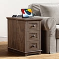 thumbnail image 1 of FAGAGA End Table with 3 Drawers for Living Room,Nightstand Sofa Side Table with Charging Station,Dark Walnut, 1 of 8