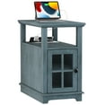 thumbnail image 1 of FAGAGA End Tables with Charging Station for Living Room, Wooden Nightstand for Bedroom, Blue, 1 of 11