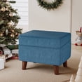 thumbnail image 1 of FAGAGA Large Footstool Ottoman, Foot Stool with Adjustable Cover for Living Room, Step Stool Ottoman with Storage, Upholstered Linen Foot Rest for Bedroom, Dorm | Blue, 1 of 11
