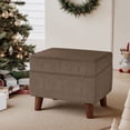 thumbnail image 1 of FAGAGA Large Footstool Ottoman, Foot Stool with Adjustable Cover for Living Room, Step Stool Ottoman with Storage, Upholstered Linen Foot Rest for Bedroom, Dorm | Brown, 1 of 11