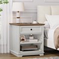 thumbnail image 1 of FAGAGA Large Nightstands with Charging Station, End Table with Drawers, Square Storage Table with 2 Open Mind Drawers & Adjustable Storage Shelf for Living Room, Study Room | White, 1 of 11