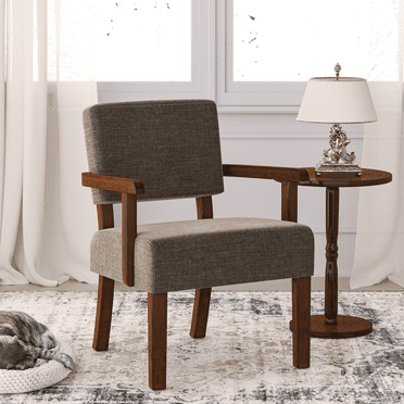 FAGAGA Mid Century Modern Accent Chair, Upholstered Oversized Chair for Living Room,Brown