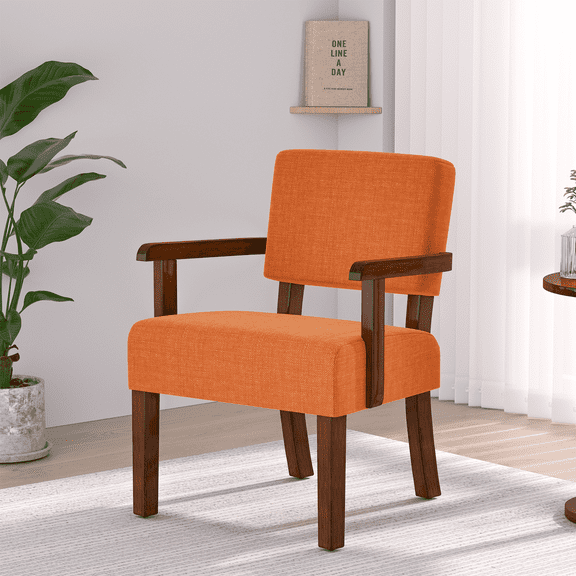 FAGAGA Mid Century Modern Accent Chair, Upholstered Oversized Chair for Living Room, Orange