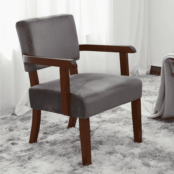 FAGAGA Mid Century Modern Accent Chair, Upholstered Oversized Chair for Living Room,Velvet Gray
