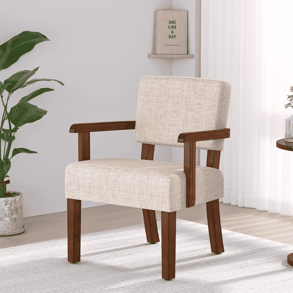 FAGAGA Mid Century Modern Accent Chair, Upholstered Oversized Chair for Living Room, Beige