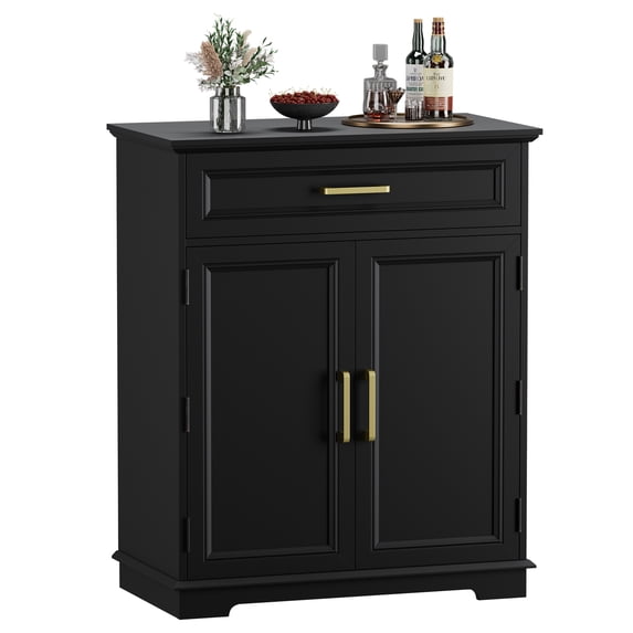 FAGAGA Modern Coffee Bar Cabinet with Storage, 36" Kitchen Buffet Cabinet with Storage Door, Farmhouse Wood Sideboard with Drawer for Kitchen, Dining Room, Reception Room,Black