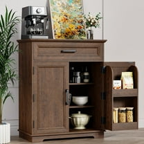 FAGAGA Modern Coffee Bar Cabinet with Storage, 36" Kitchen Buffet Cabinet with Storage Door, Farmhouse Wood Sideboard with Drawer for Kitchen, Dining Room, Reception Room | Cherry