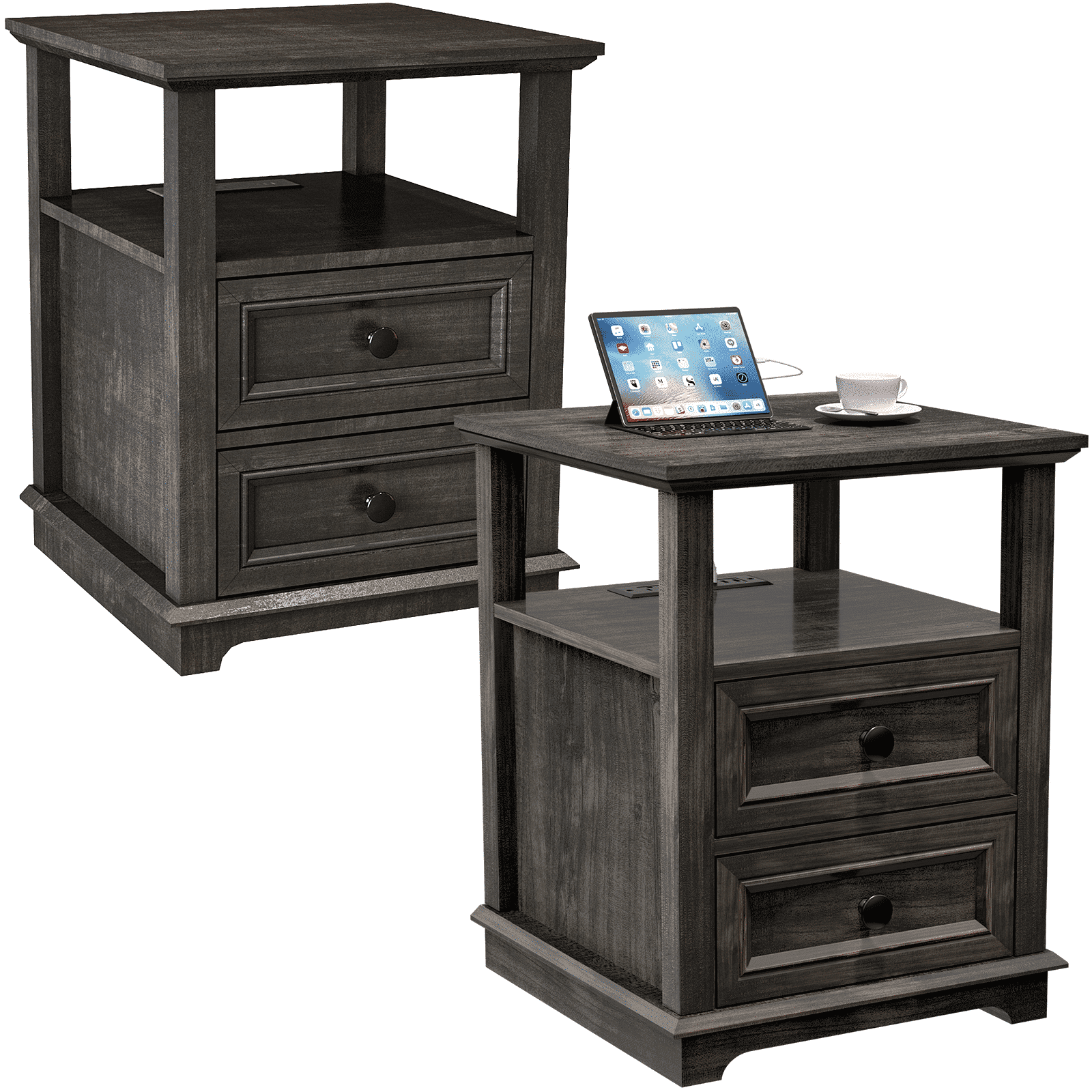 IFGET Farmhouse Nightstand Set of 2, End Table with