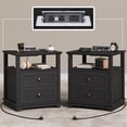 thumbnail image 1 of FAGAGA Set of 2 End Table with Charging Station for Living Room,Wooden Nightstand for Bedroom, Black, 1 of 9