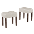 thumbnail image 1 of FAGAGA Two Leather Vanity Stool, Rectangle Ottoman Bench for Makeup Room, Vanity Chair with Wood Legs for Piano Room, Bedroom, Living Room | Beige, 1 of 12