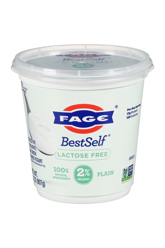 BestSelf All Natural Reduced Fat Plain Lactose Free Greek Strained Yogurt 32oz