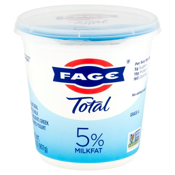 FAGE Total All Natural Whole Milk Plain Greek Strained Yogurt, 32 oz
