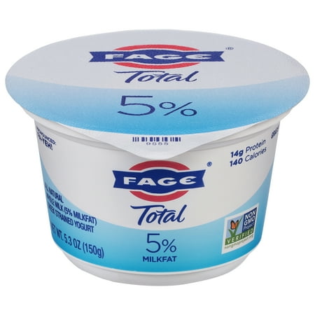 FAGE Total All Natural Whole Milk Plain Greek Strained Yogurt, 5.3 oz