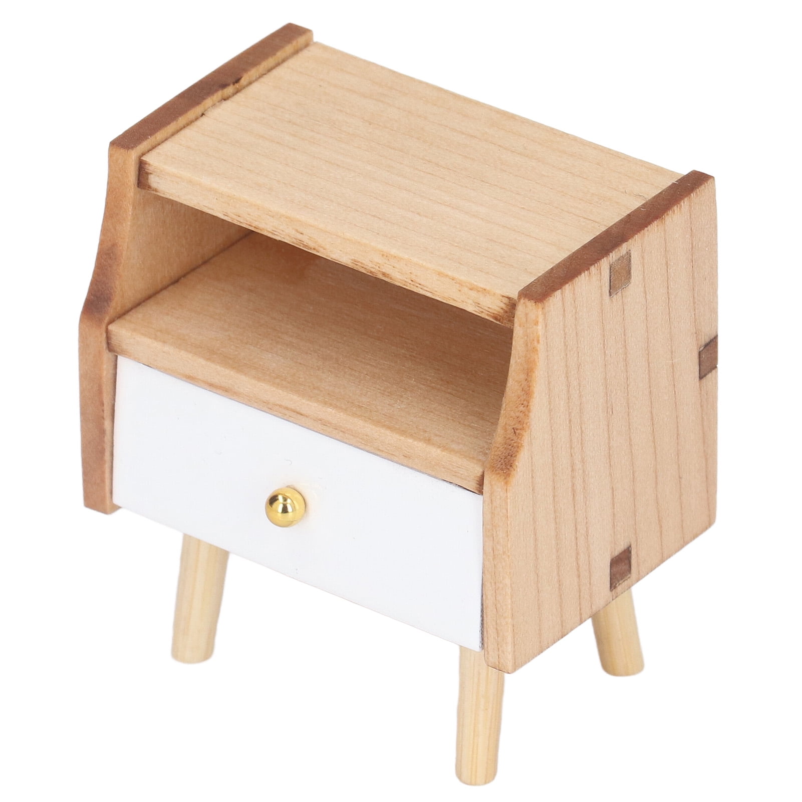 FAGINEY 112 Dollhouse Bedside Table Nightstand Wooden Miniature
