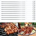 thumbnail image 1 of 10PCS Stainless Steel BBQ Skewers Barbecue Grilling Cooking Kabob Kebab Long Flat Skewers Needles, 1 of 11