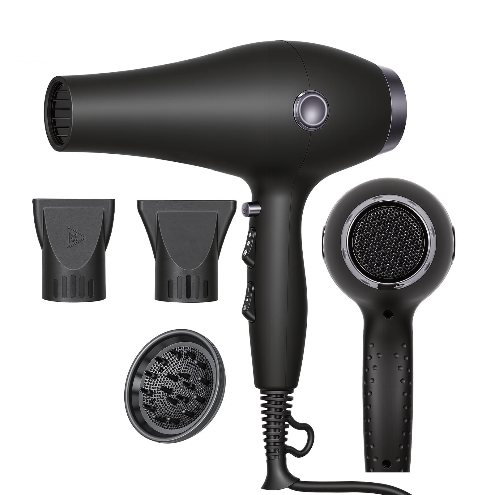 1800W High Power Hair Dryer with Diffuser & Concentrator, Adjustable Heat & Speed, Low Noise Blow Dryer for Home & Salon