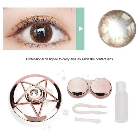 FAGINEY 3 Colors Portable Contact Box with Mirror Pentagram Shape Container Case