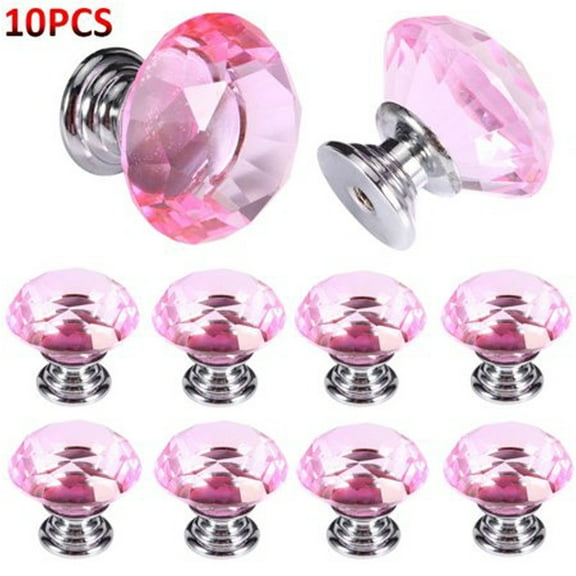 FAGINEY, 30mm Diameter Diamond Shape Cabinet Hardware Knob Crystal Glass Clear 10 Piece