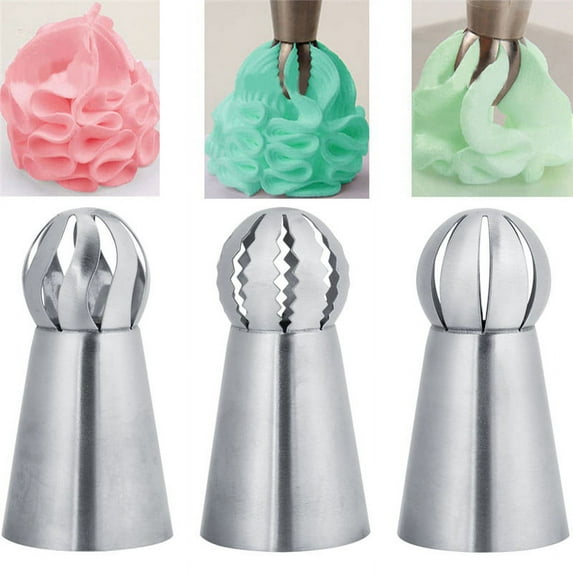 3Pcs Russian Piping Tips Set Easy to Use Flower Nozzles Cupcake Decorating Kit