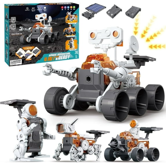FAGINEY 4-in-1 Building Science STEM Kits, Solar Robot Toys for Kids Ages 8-14+, STEM Projects DIY Space Toys Birthday Gifts for Boys Girls Ages 8-16 Teens