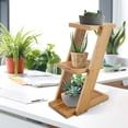 thumbnail image 1 of Bamboo Plant Stand 3 Tier  Plant Narrow Shelf Unit Small Tabletop Desktop Plant Pot Shelf Storage Rack Outdoor Indoor 3 Pots Holder Flower Rack, 1 of 7
