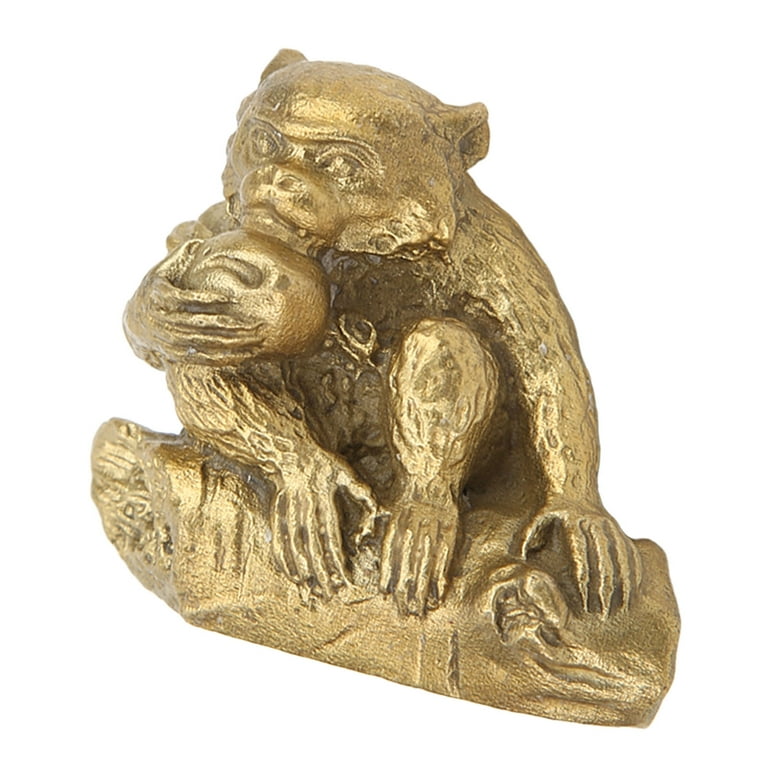 FAGINEY Brass Monkey Statue Vivid Image High Hardness Small Size Monkey  Figurines for Home Decoration Collection Display Gifts,Monkey Collectible  Statue 
