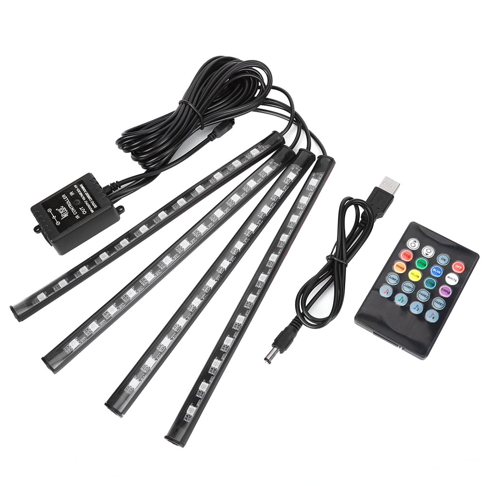 FAGINEY Car LED Light Strip,Car LED Light Strip, EECOO 4pcs Car Interior Light Music LED Lighting Kit Underdash Lights with