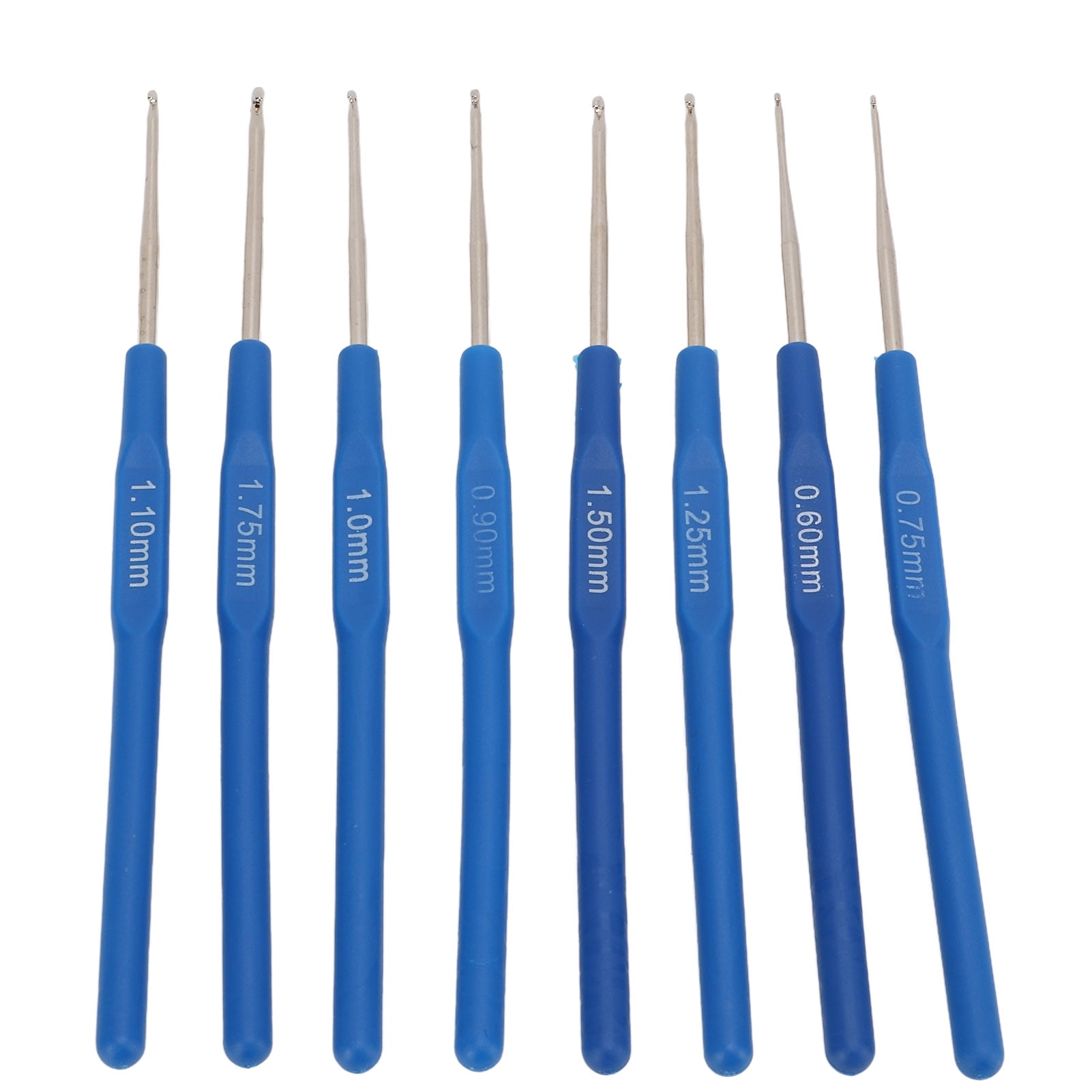 Crochet Hooks,Knitting Needles Set,8pcs Crochet Hooks Blue Thin Ergonomic Handle Polishing Treatment Stainless Steel Knitting Needles Set For Weaving