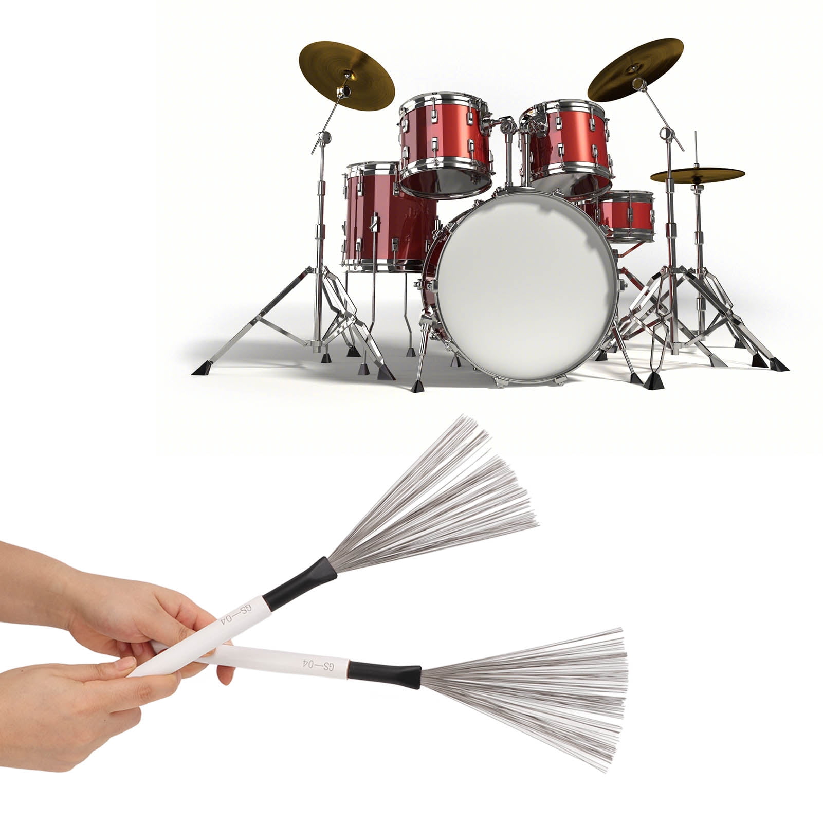 FAGINEY Drum Brush, Steel Wire Drum Stick Brush For Performance
