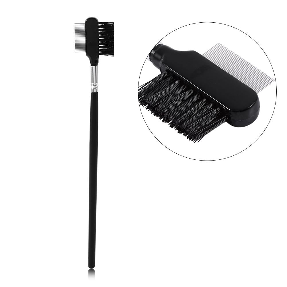 FAGINEY Eyelash Extension Comb, Eyelash Comb, Eyelash Eyebrow Brush Comb Wood Handle Double Head Extension Metal Steel Makeup