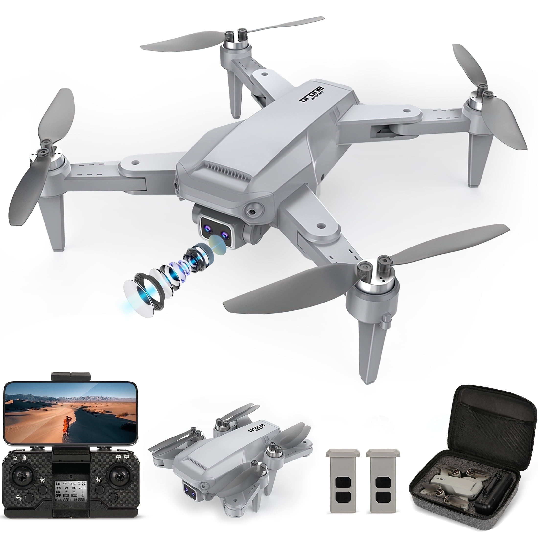 FAGINEY Brushless Drone with 4K Camera, Live Wifi FPV, GPS