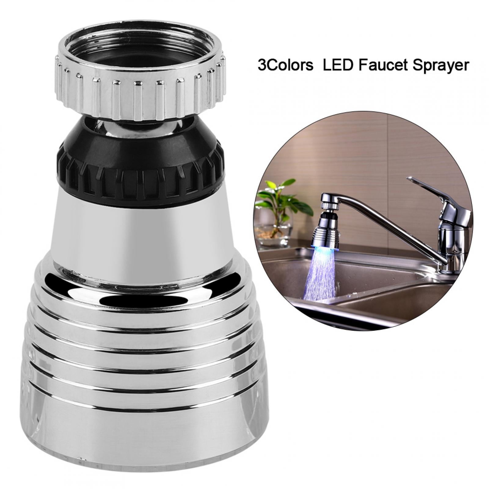 FAGINEY LED Faucet Sprayer, Faucet Sprayer, 360Swivel 3Colors Temperature Controlled LED Light Kitchen Sink Faucet Spray Head Sprayer