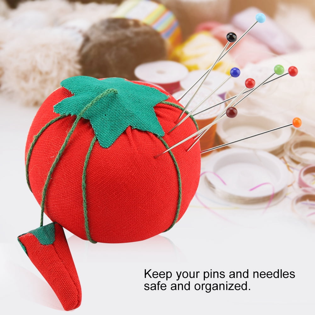 Willbond 2 Pieces Wrist Pin Cushion Wooden Base Tomato Pincushion Wearable Needle  Pincushions for Sewing or DIY Crafts
