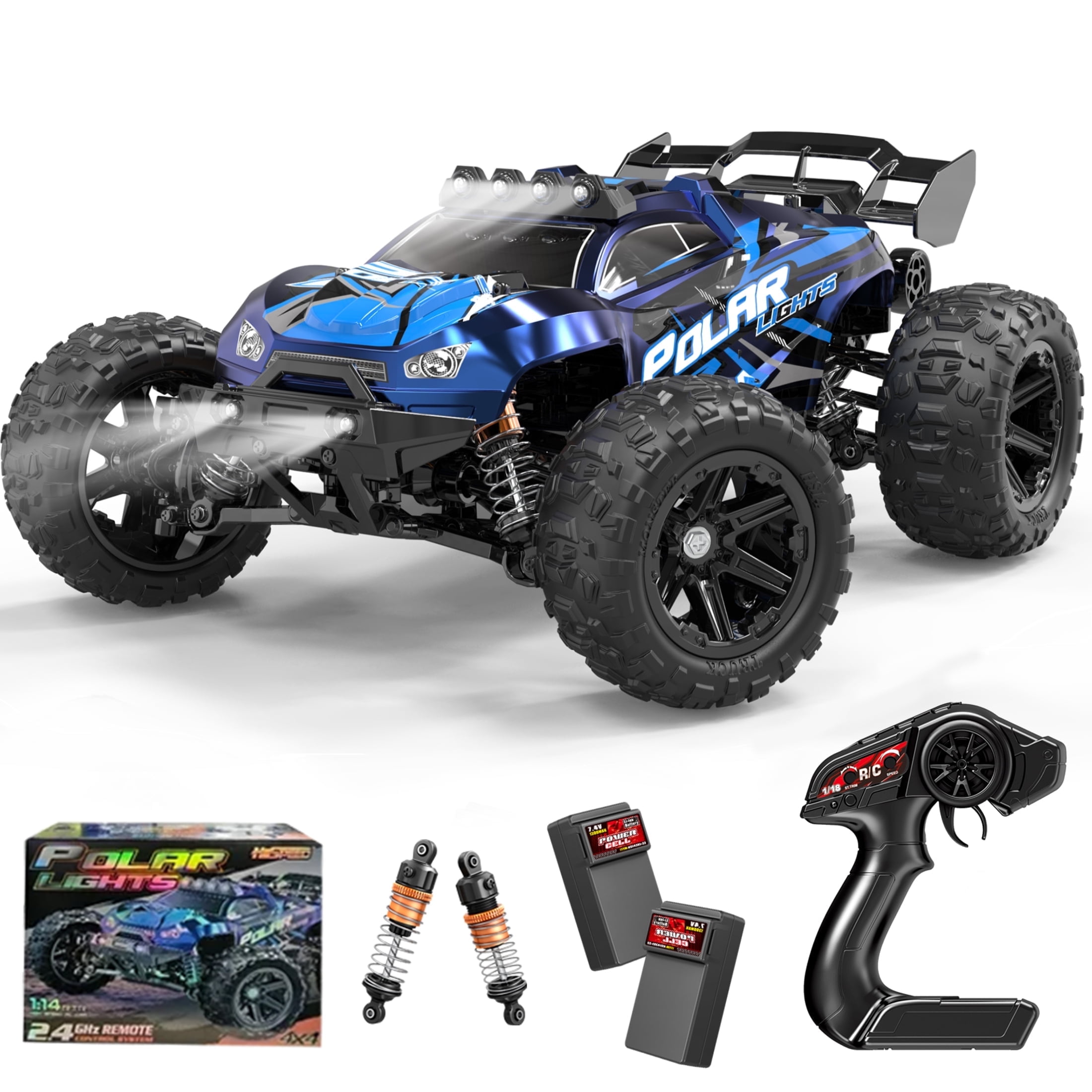 FAGINEY RC Cars for Adults Fast 40+MPH 1:14 Waterproof Off-Road RC Truck 4WD All Terrain High-Speed Remote Control Car Toy Gifts for Kids Boys, 2 Batteries