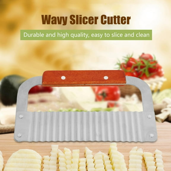 FAGINEY Soap Cutter, Wavy Slicer Cutter, Hardwood Handle Crinkle Wax Vegetable Soap Molds Cutter Wavy Slicer Tool