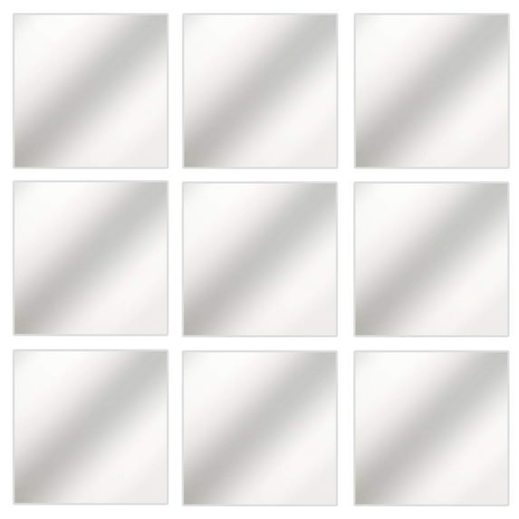 FAGINEY Square Wall Mirror, 9/16 PCS 3D Decal Mosaic Home Bathroom Decor Self Adhesive Wall Stickers Plastic Mirror Tiles Set 6in * 6in